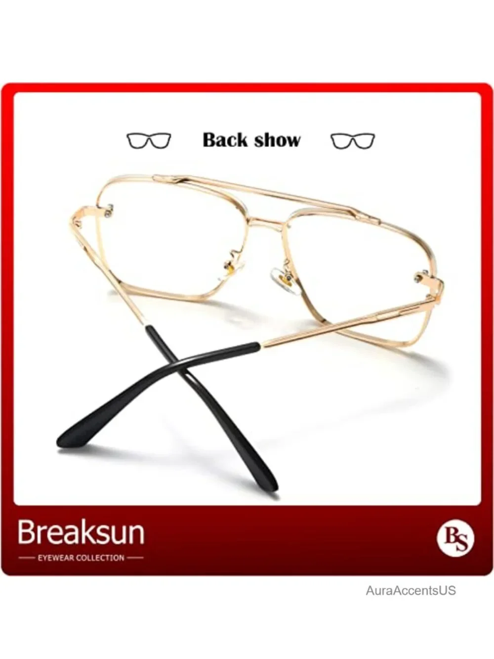 Oversized Square Aviator Sunglasses Metal Frame Tinted Gradient Lenses